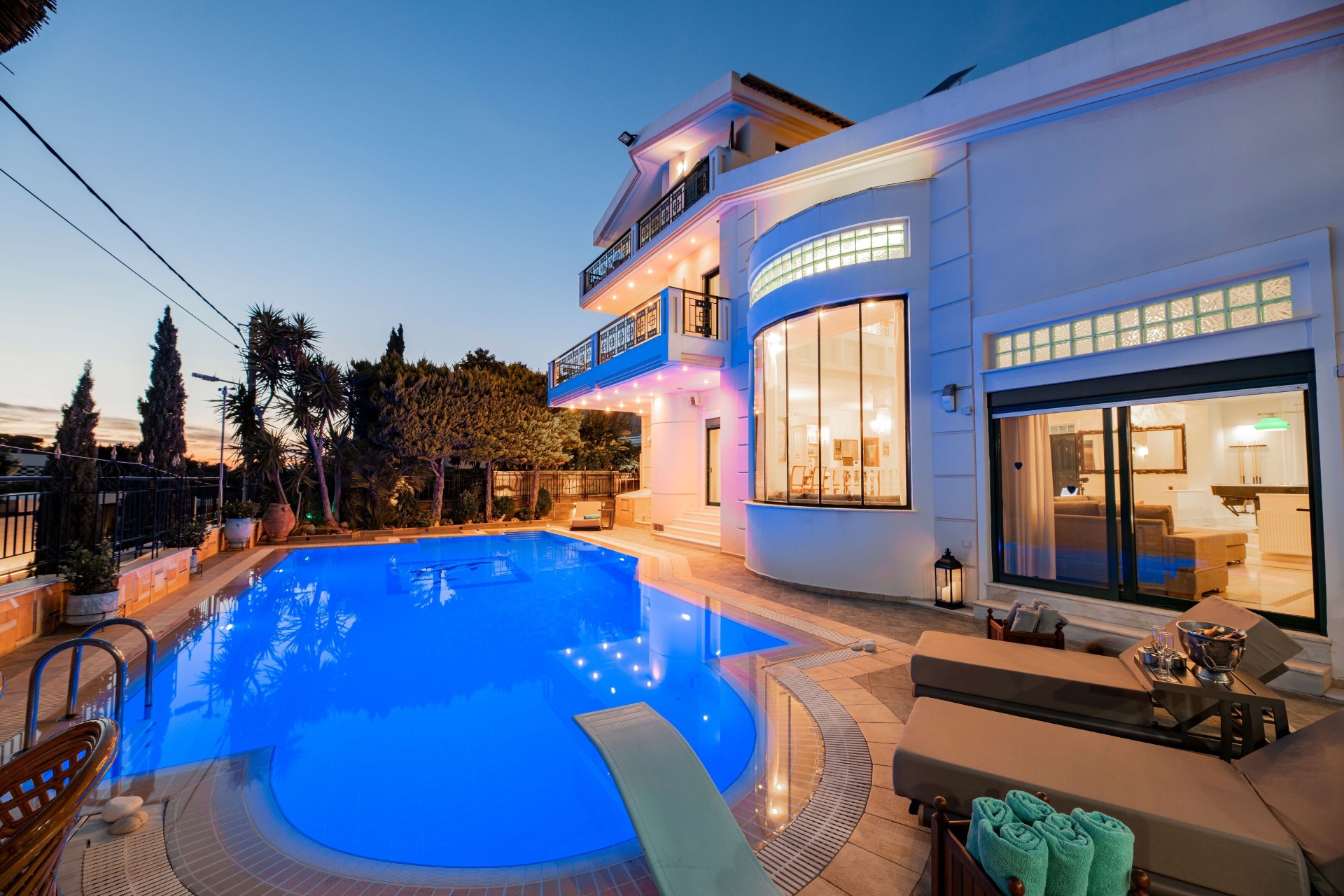 Villa at dusk